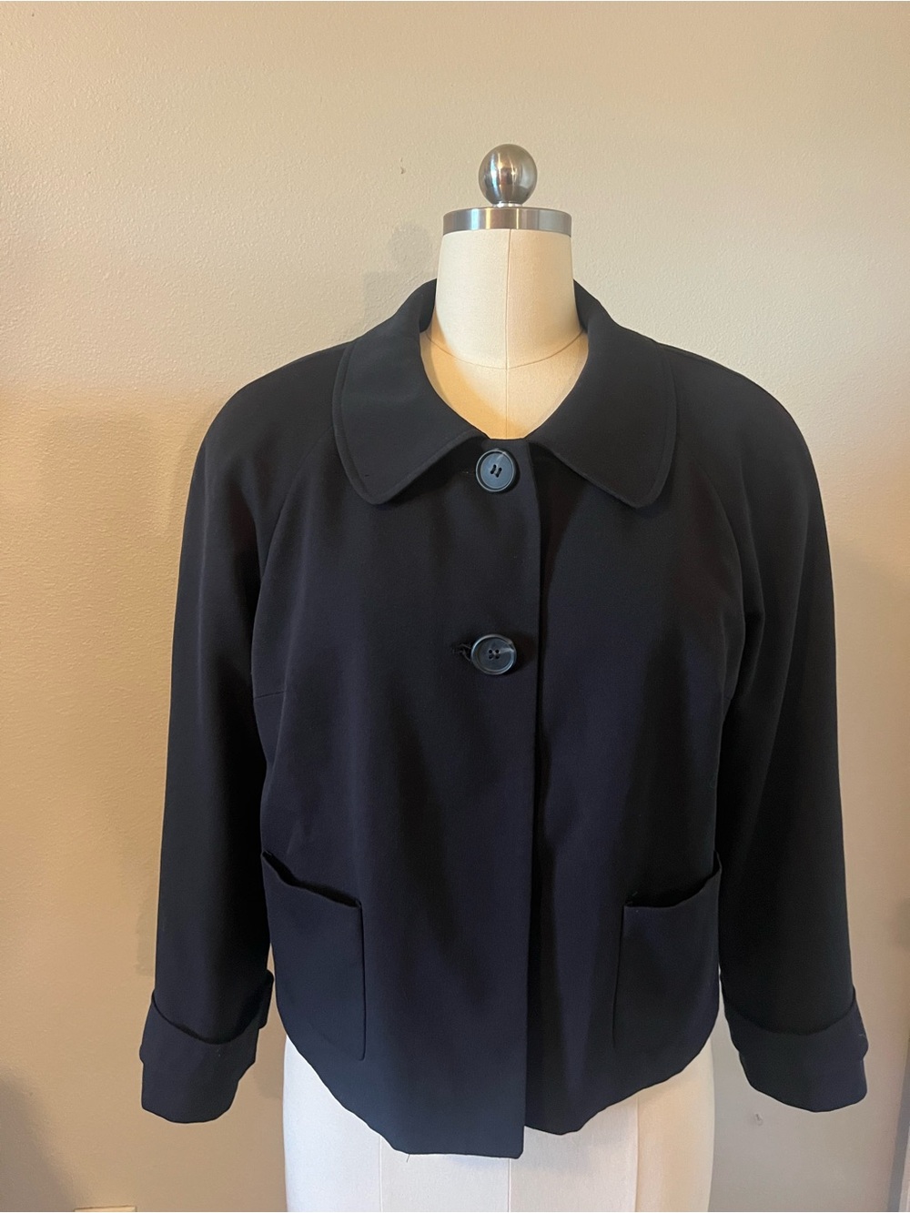 East 5th Black Button-Front Cropped Jacket